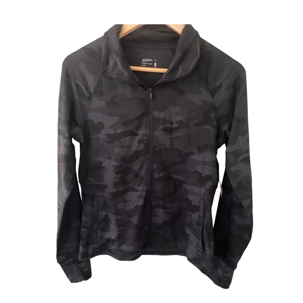 Jockey Full Zip Active Yoga Jacket Camo Black NWT Size S - Picture 3 of 10